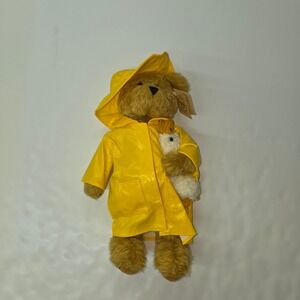 Bearington Collection Donald Teddy Bear Yellow Raincoat Holding Duck Plush Toy